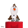 Plush toy resembling a snowman with a red base on a white background