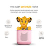 Toy with pink base and lion character, labeled 'adventure Tonie' on a white background.