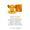 Plush toy of a lion character from 'The Lion King' with a tracklist for a Tonie product on a white background.