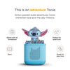 Toy with a blue base and character on top, featuring text about adventure Tonie and its features.