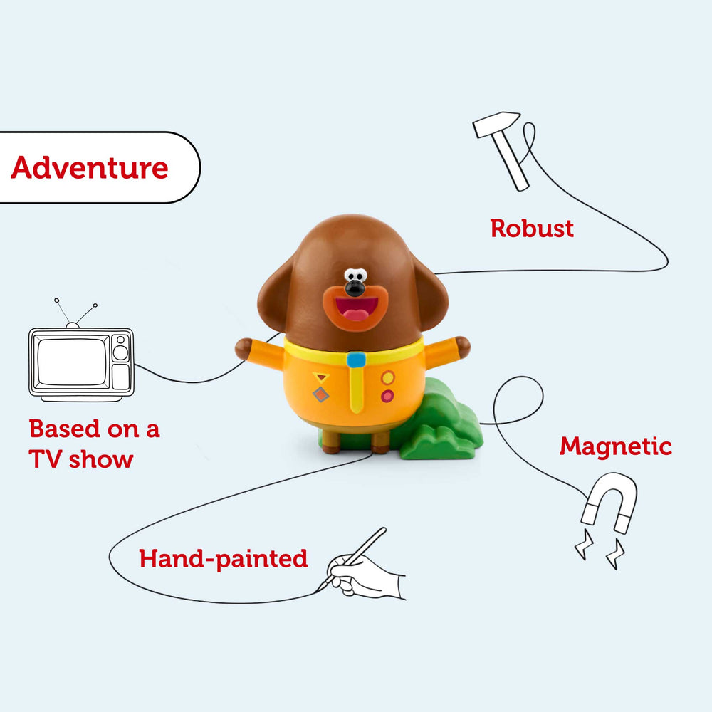 Toy figure with features labeled on a light gray background