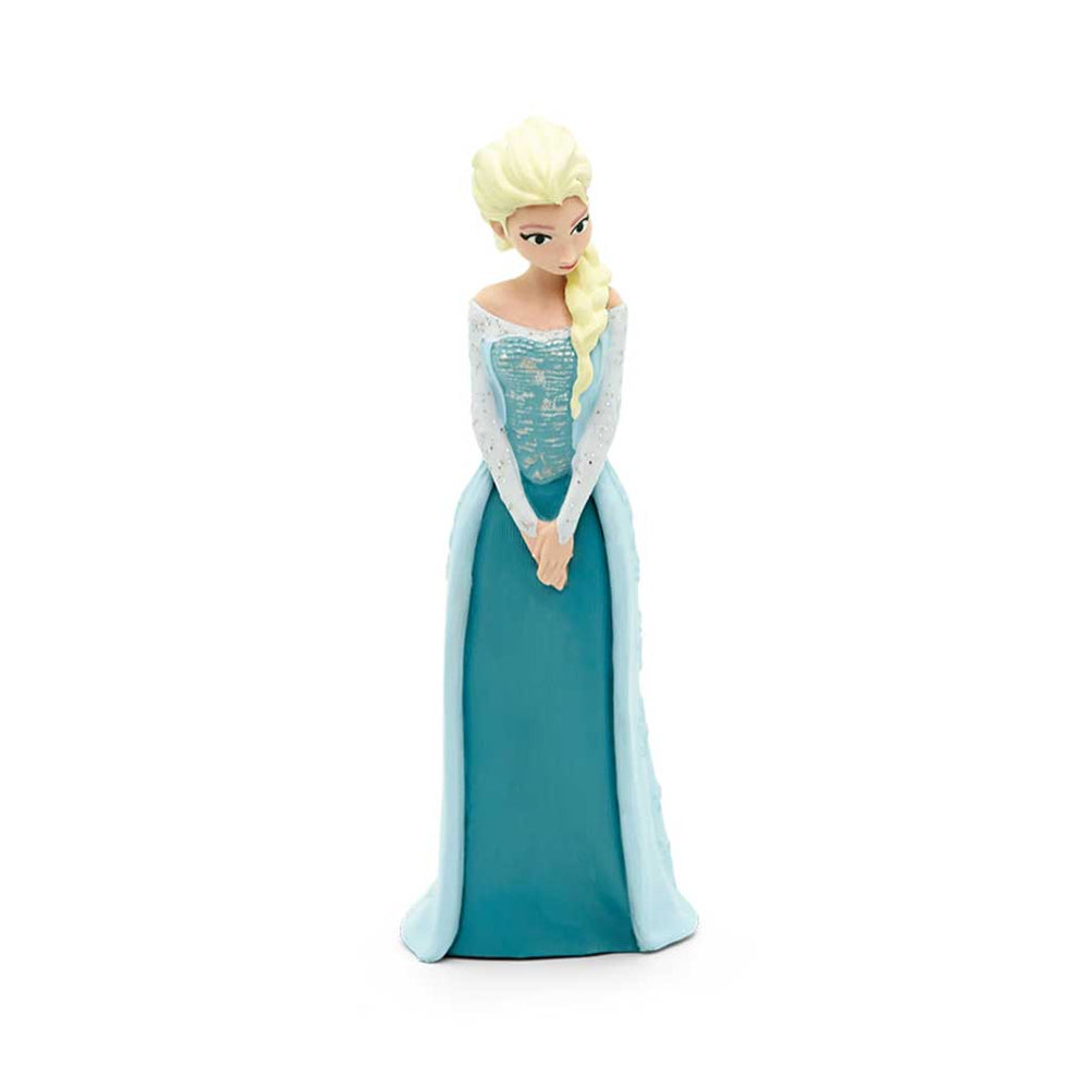 Toy figure of a character in a blue gown on a white background