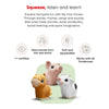 Three animal figurines with text about a product called 'My First Tonies' on a white background.