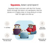 My First Tonies toys with text describing features and uses on a white background