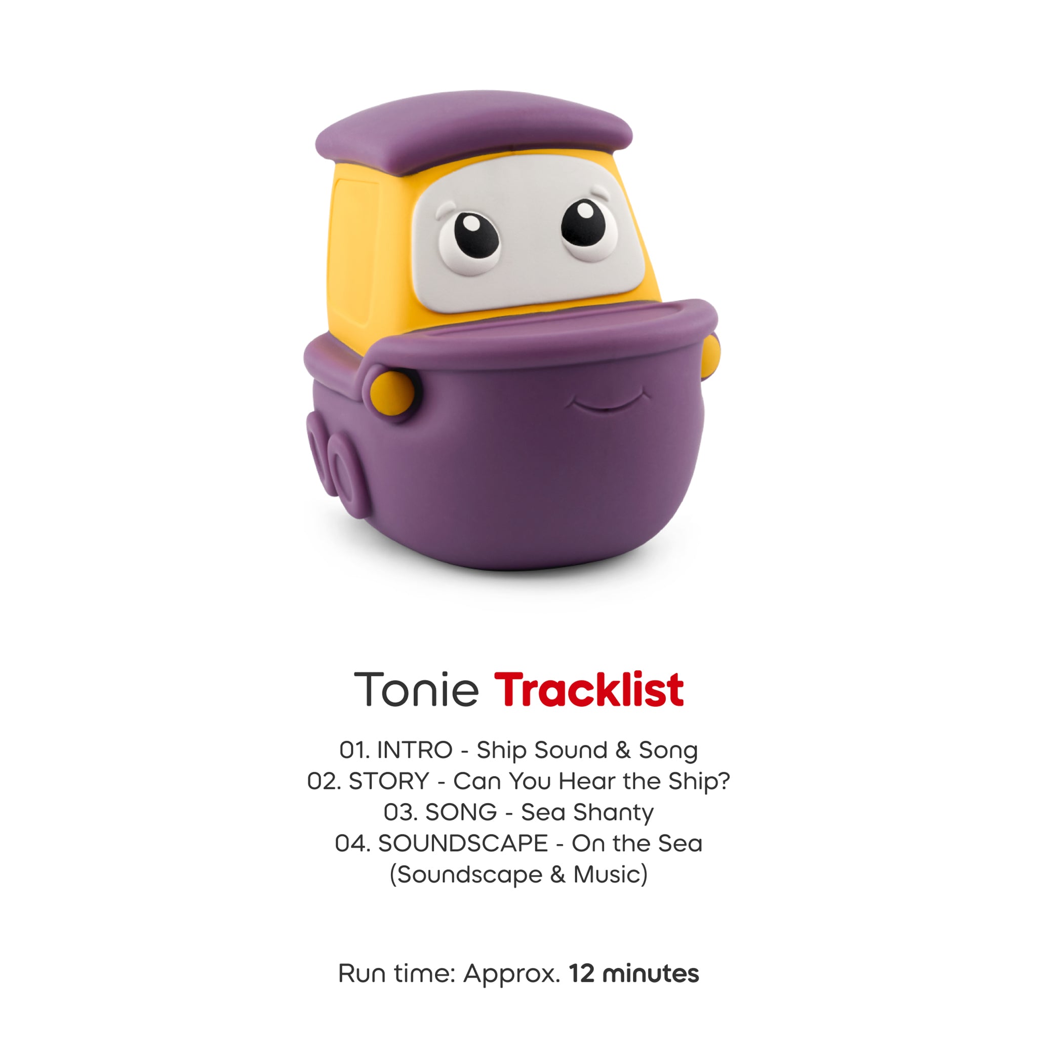 Toy with a tracklist for Tonie on a white background