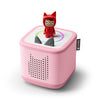 Toniebox 2 with a red Creative Tonie character on top of the box on a white background