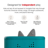 Teal Toniebox 2 with gray accents, designed for independent play, on a white background.