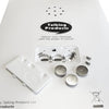 Battery case on recordable card opened up showing the small screws that hold it shut and the three button cell batteries