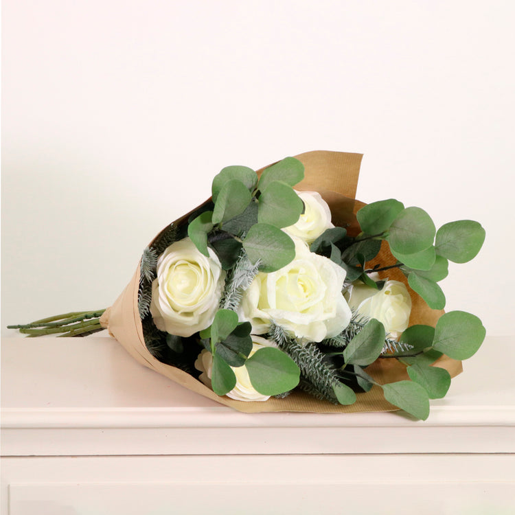 Christmas ivory faux flower bouquet