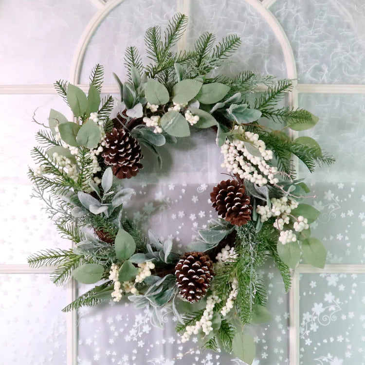 Christmas ivory faux flower wreath