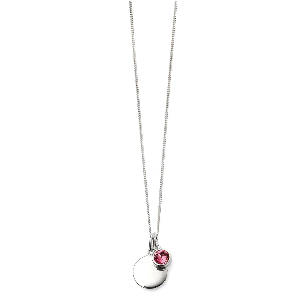 Silver necklace with crystal birthstone with gift box