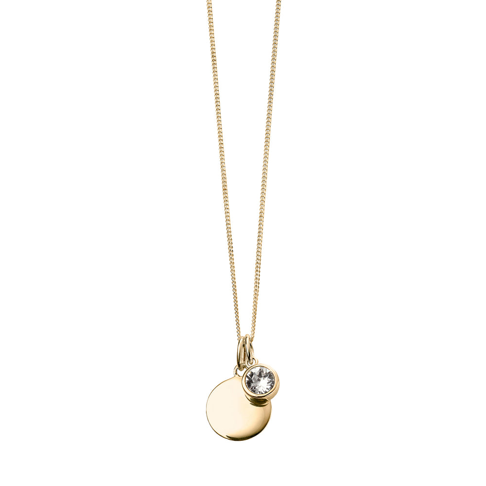 Gold necklace with crystal birthstone with gift box