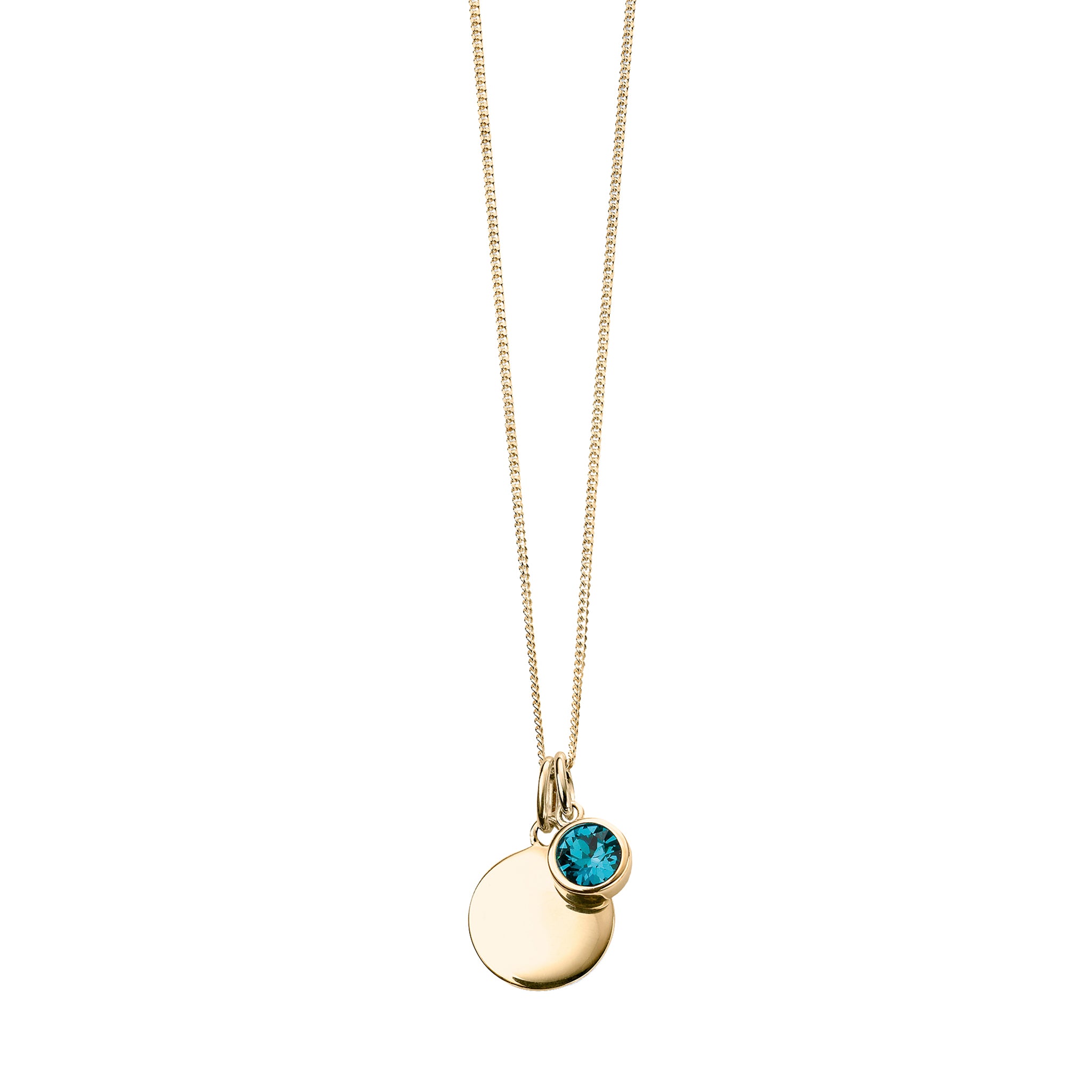 Gold necklace with crystal birthstone with gift box