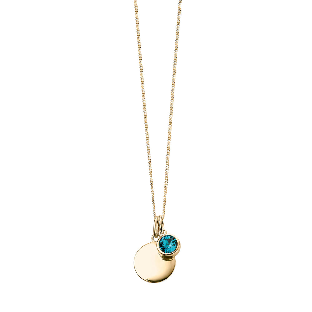 Gold necklace with crystal birthstone with gift box
