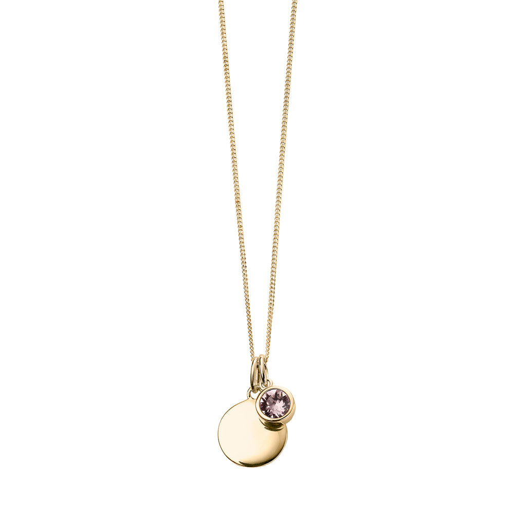 Gold necklace with crystal birthstone with gift box