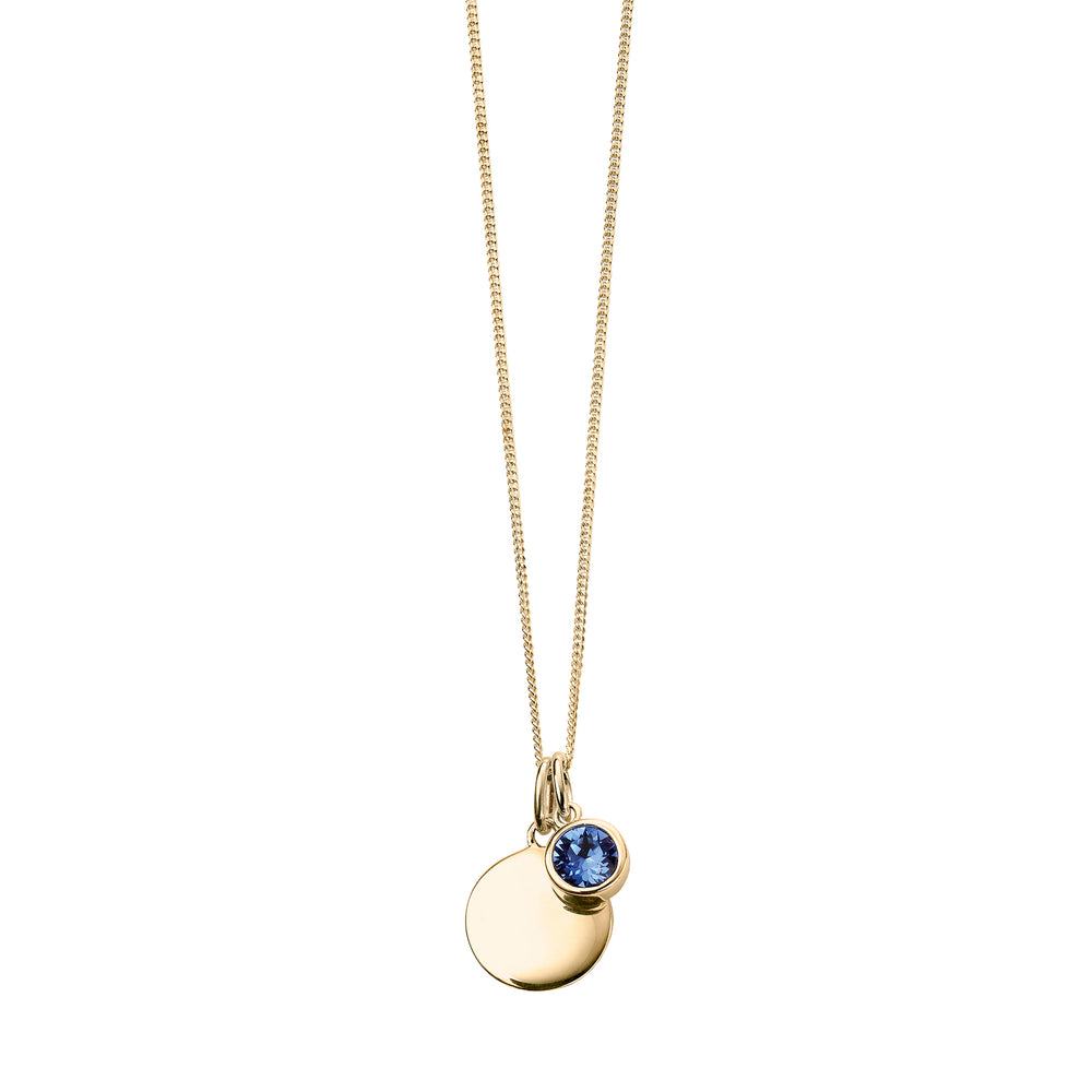 Gold necklace with crystal birthstone with gift box