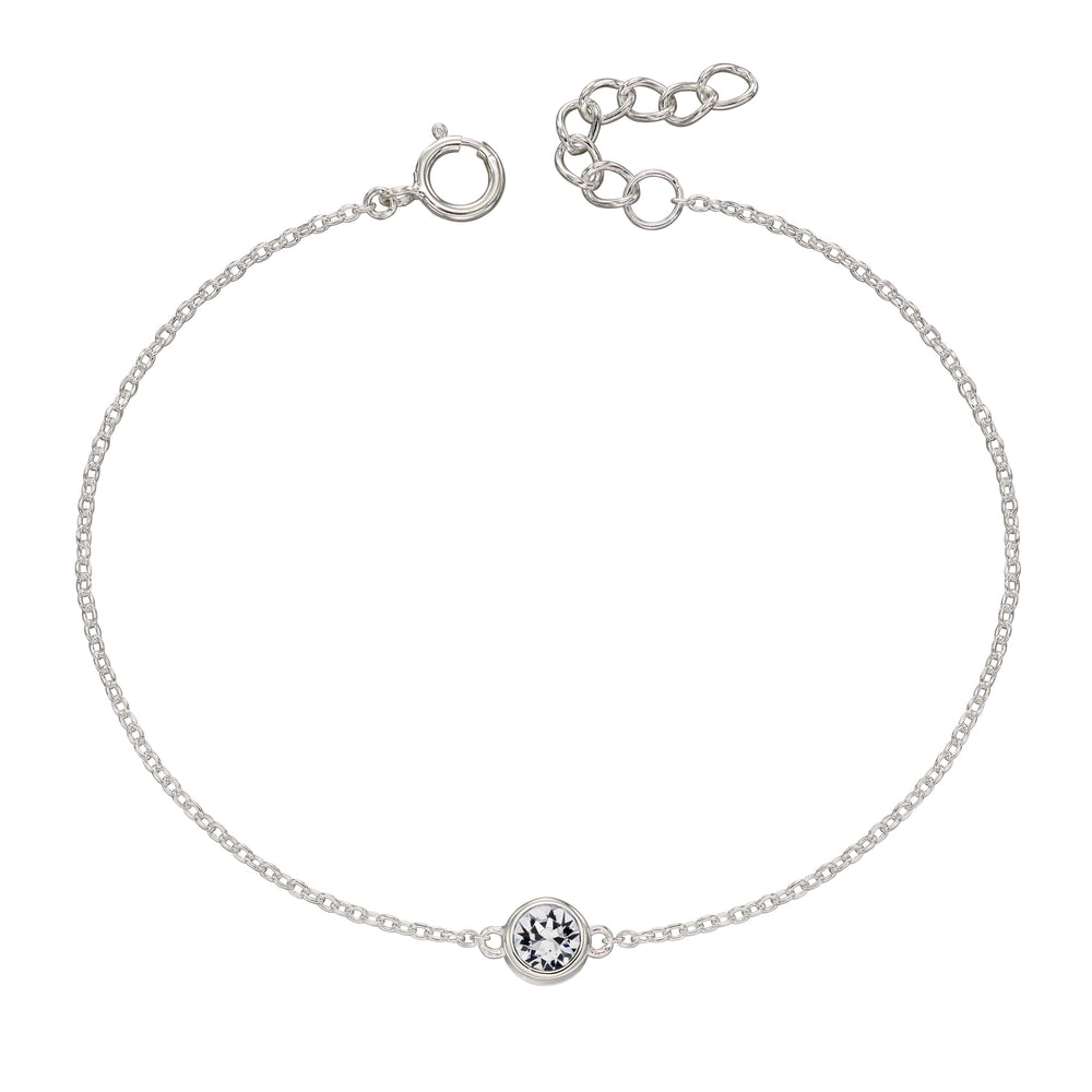 Silver bracelet with crystal birthstone for April.