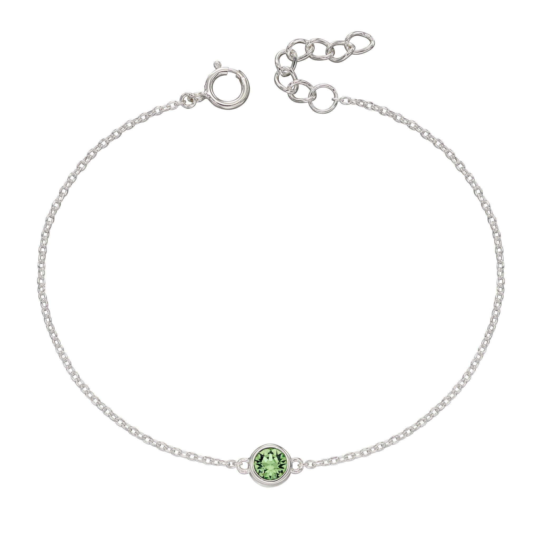 Silver bracelet with crystal birthstone for August
