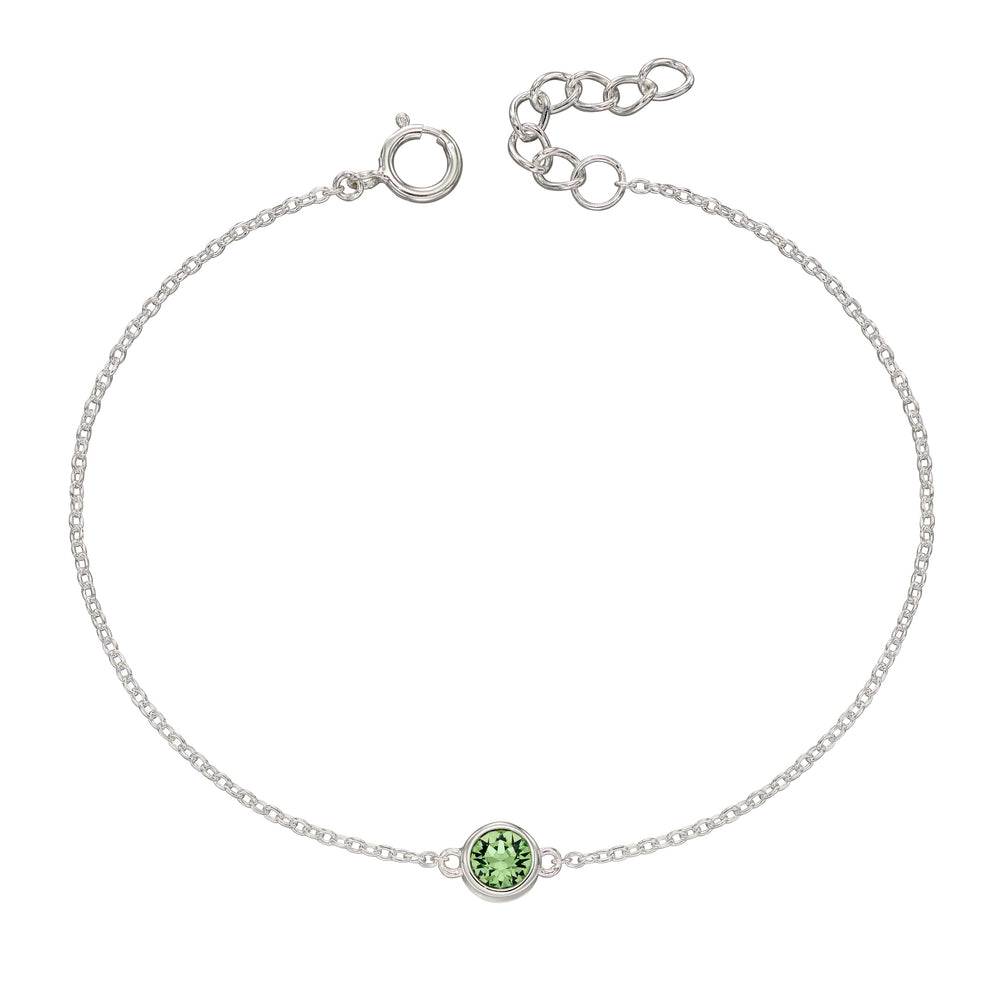Silver bracelet with crystal birthstone for August