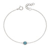 Silver bracelet with crystal birthstone for March.