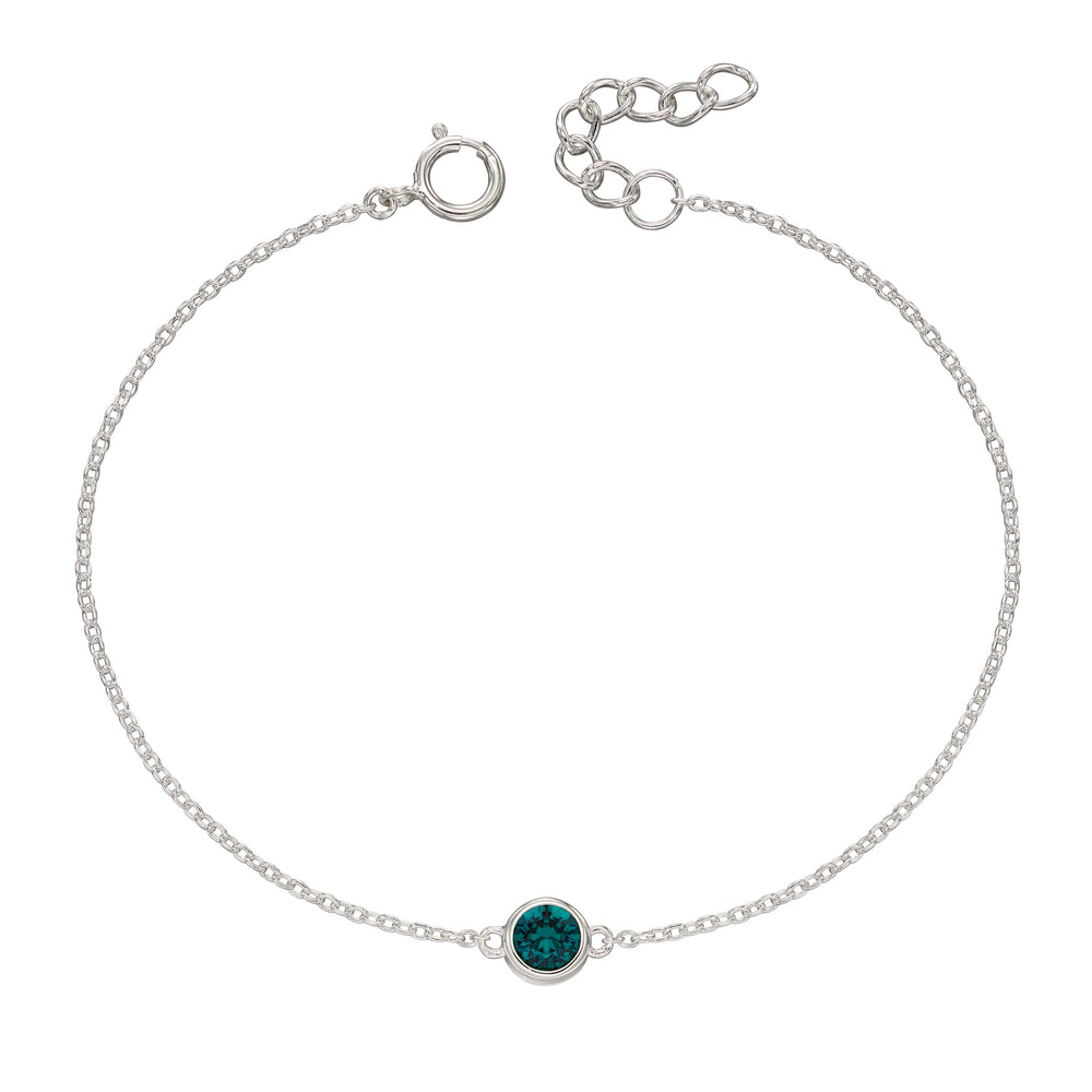 Silver bracelet with crystal birthstone for May.