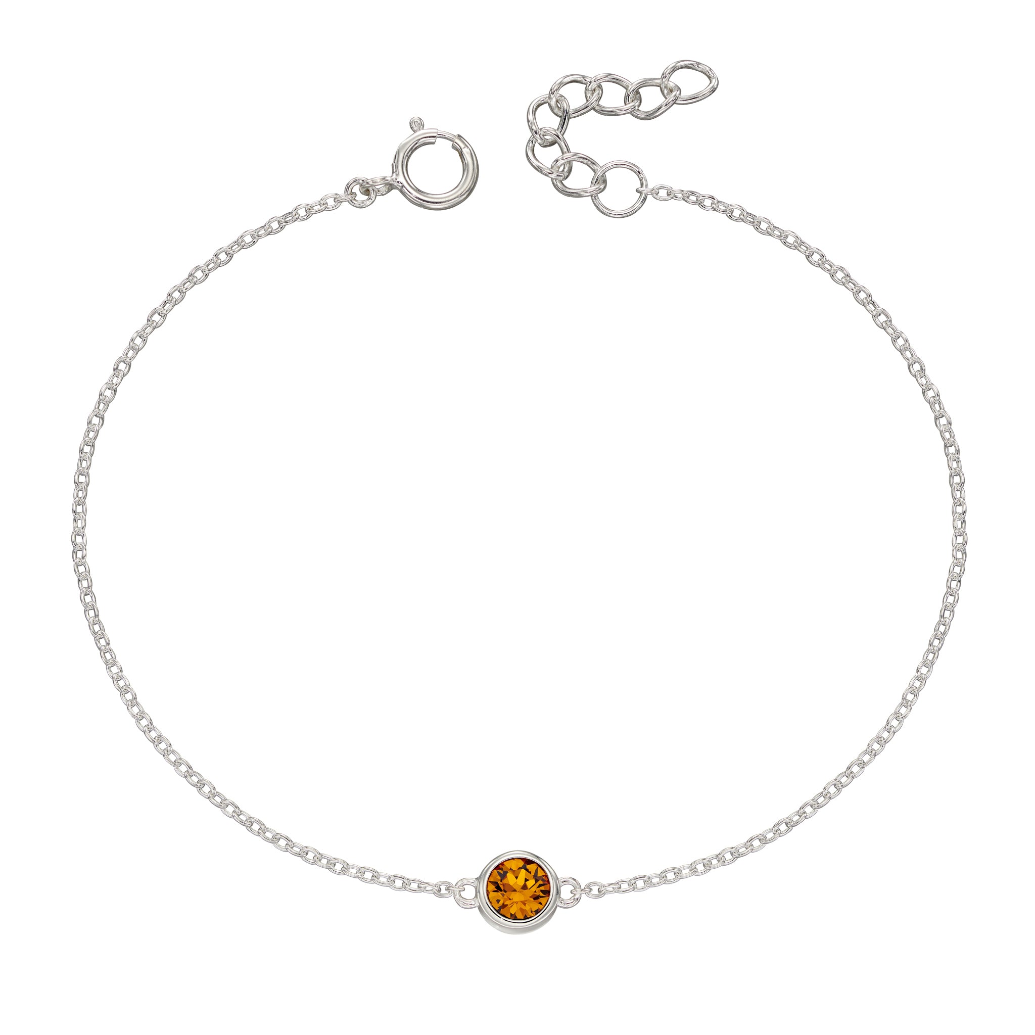 Silver bracelet with crystal birthstone for November.