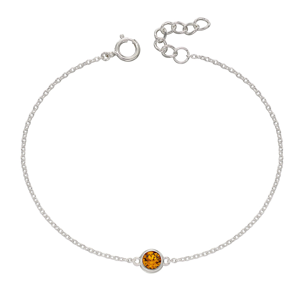 Silver bracelet with crystal birthstone for November.