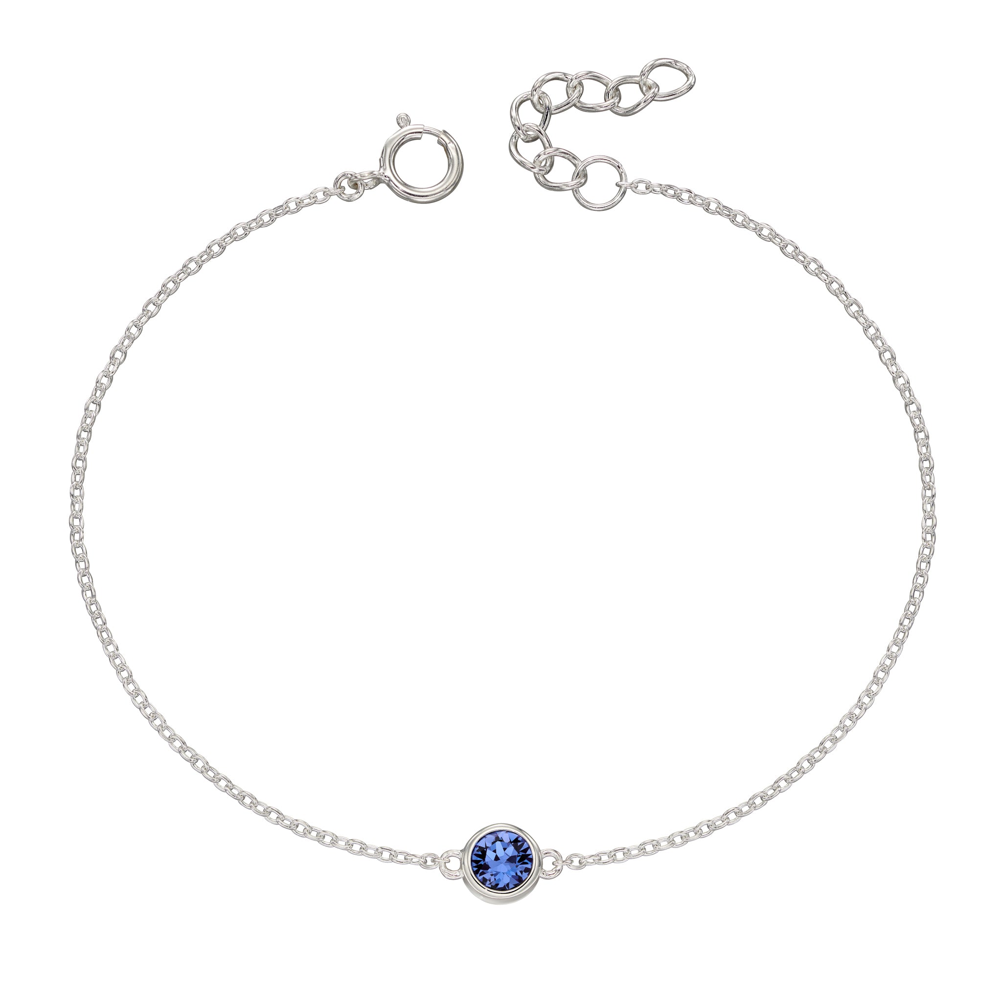Silver bracelet with crystal birthstone for September.