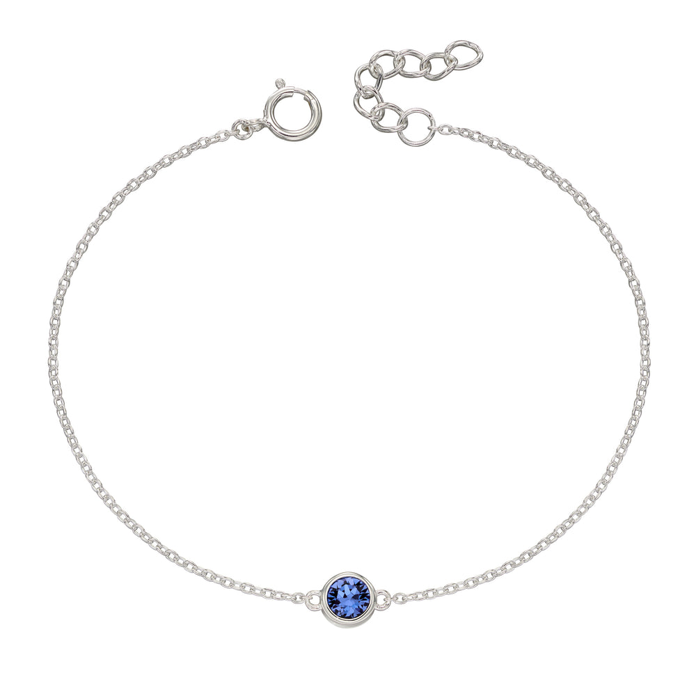 Silver bracelet with crystal birthstone for September.