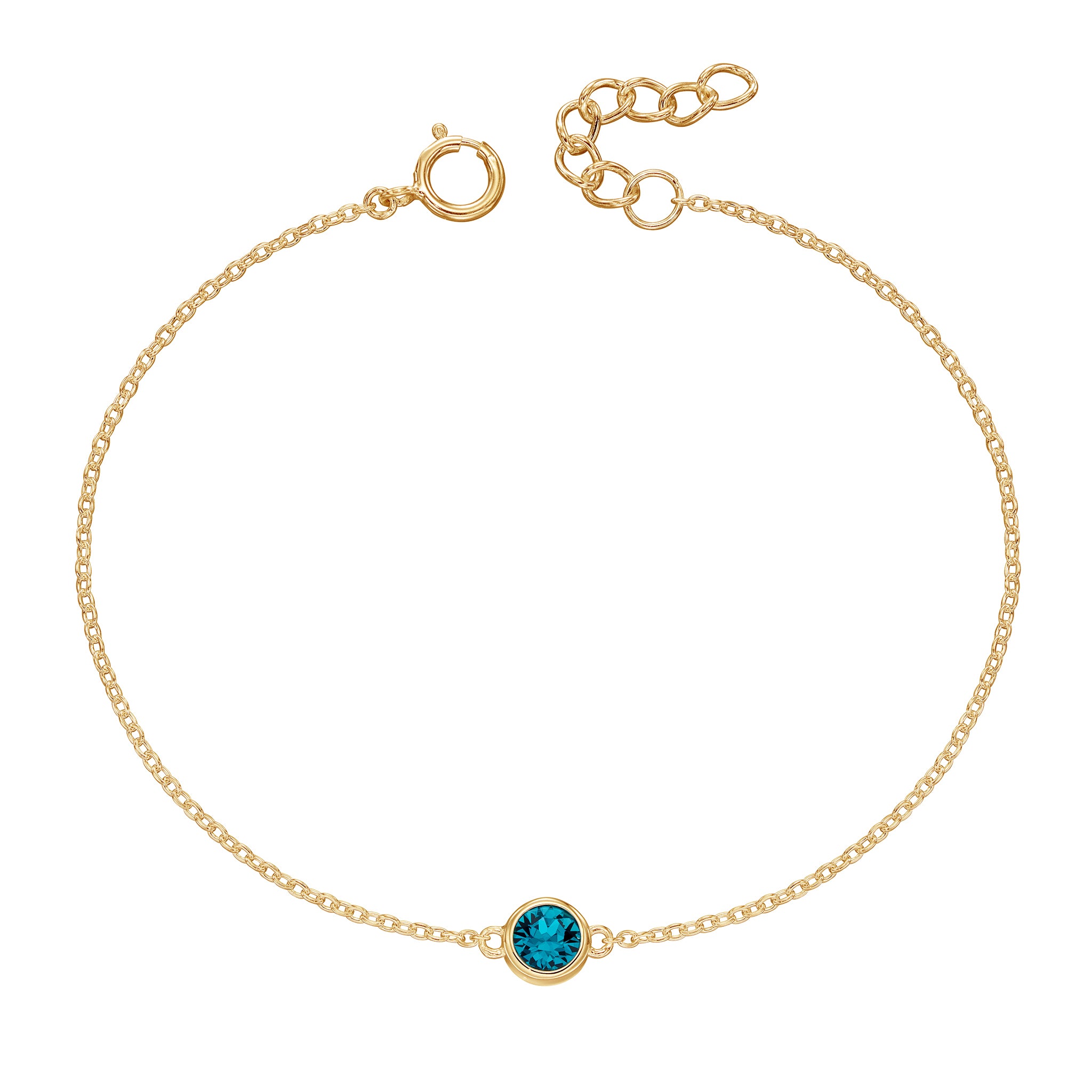 Gold bracelet with crystal birthstone for Decmber.