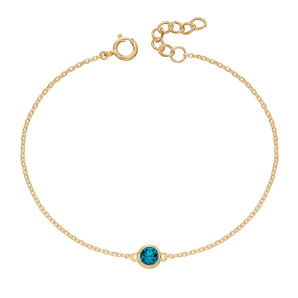 Gold bracelet with crystal birthstone for Decmber.