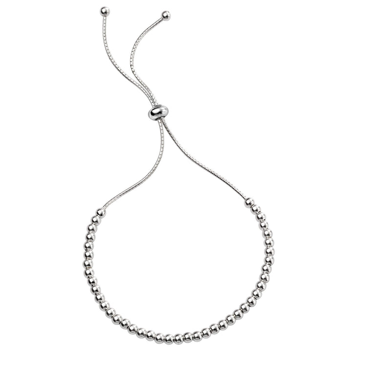 Silver Polished Ball adjustable bracelet with gift box