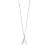 Silver chain with a silver cubic zirconia pendant with the initial A.