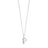 Silver chain with a silver cubic zirconia pendant with the initial P.