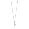 Silver chain with a silver cubic zirconia pendant with the initial V.
