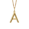 Gold chain with a gold pendant with the initial A.