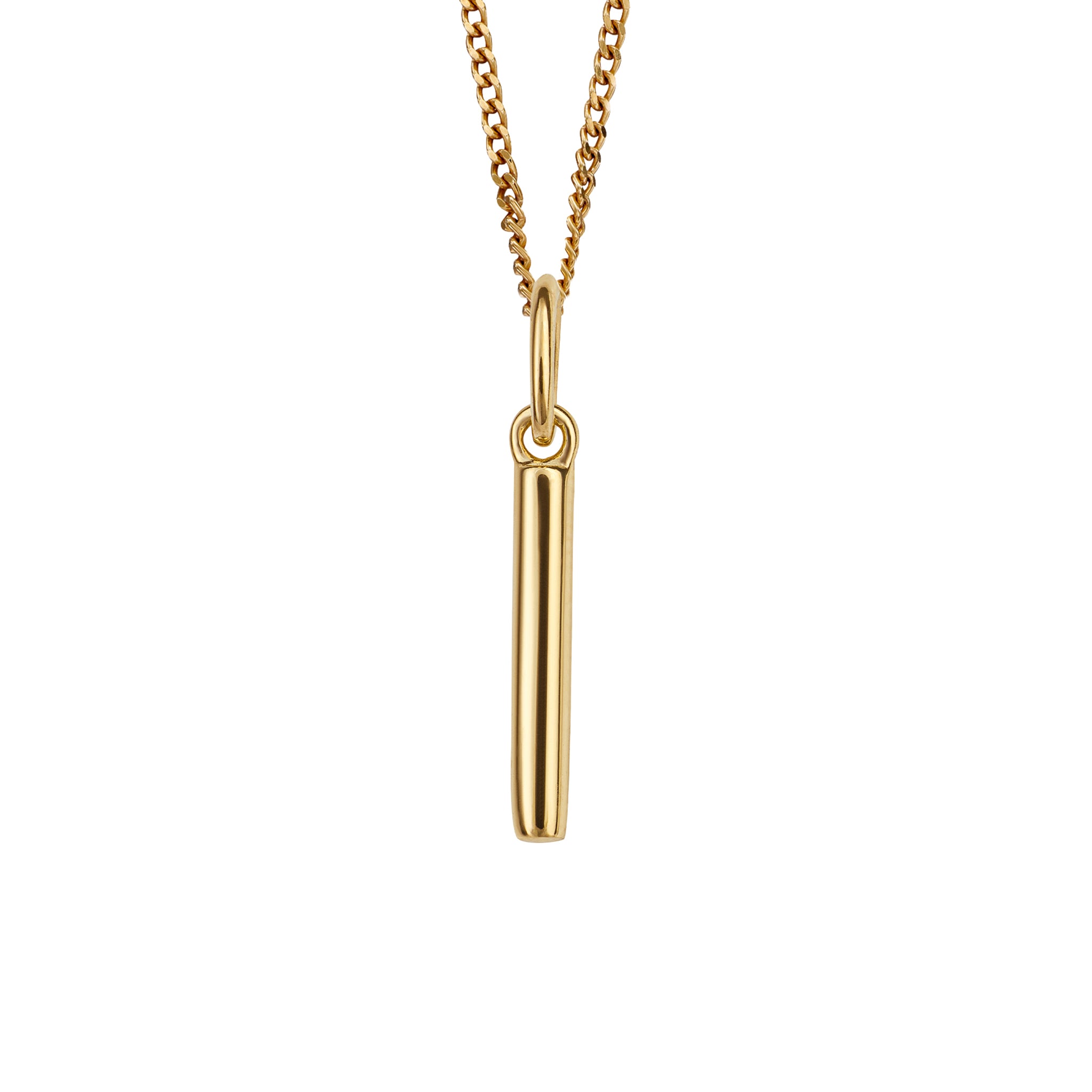 Gold chain with a gold pendant with the initial I.