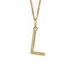 Gold chain with a gold pendant with the initial L.