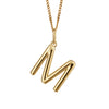 Gold chain with a gold pendant with the initial M.