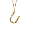 Gold chain with a gold pendant with the initial U.