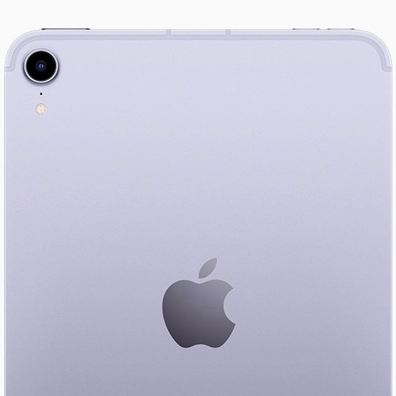 Close up of the rear of the Apple iPad Air showing the Apple logo and camera lense.