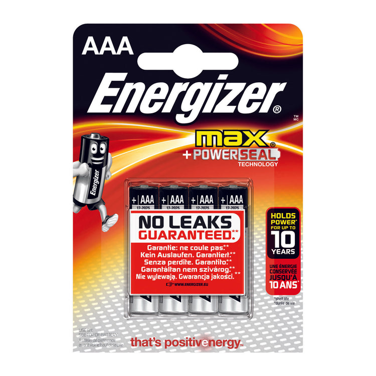 Energizer Max AAA alkaline batteries - four pack