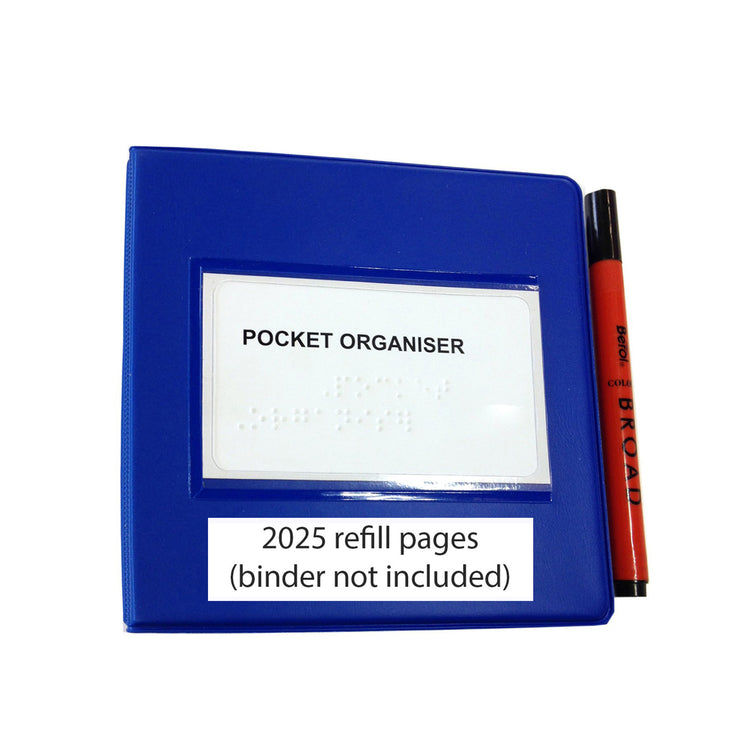 2025 Braille pocket organiser refill