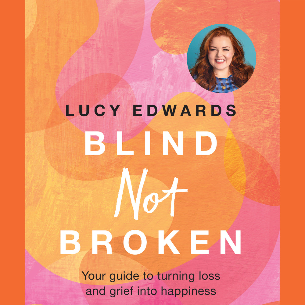 Book cover featuring a pink and orange swirl backround, image of Lucy and the book title.