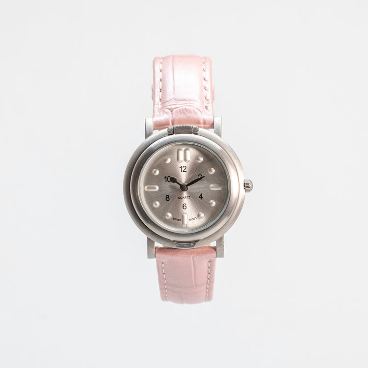 RNIB small tactile watch with pink leather strap