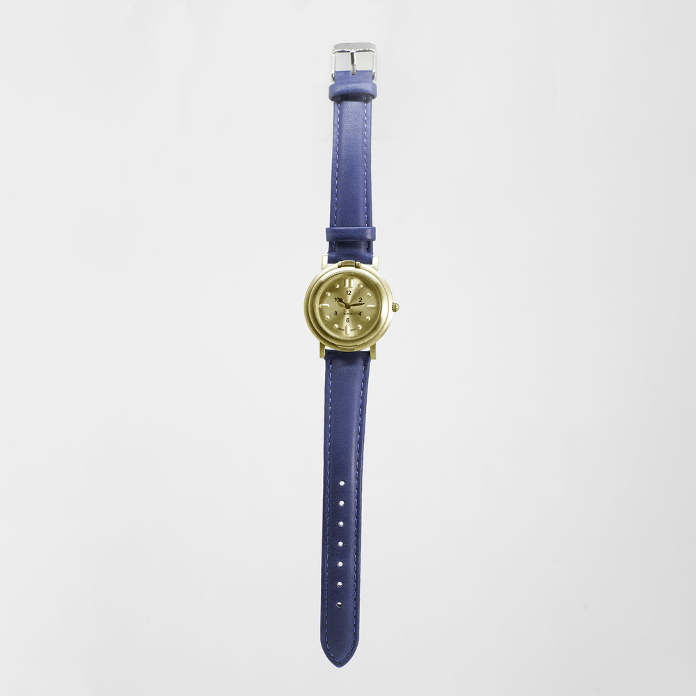 Front view of face and strap of tactile watch against a white background