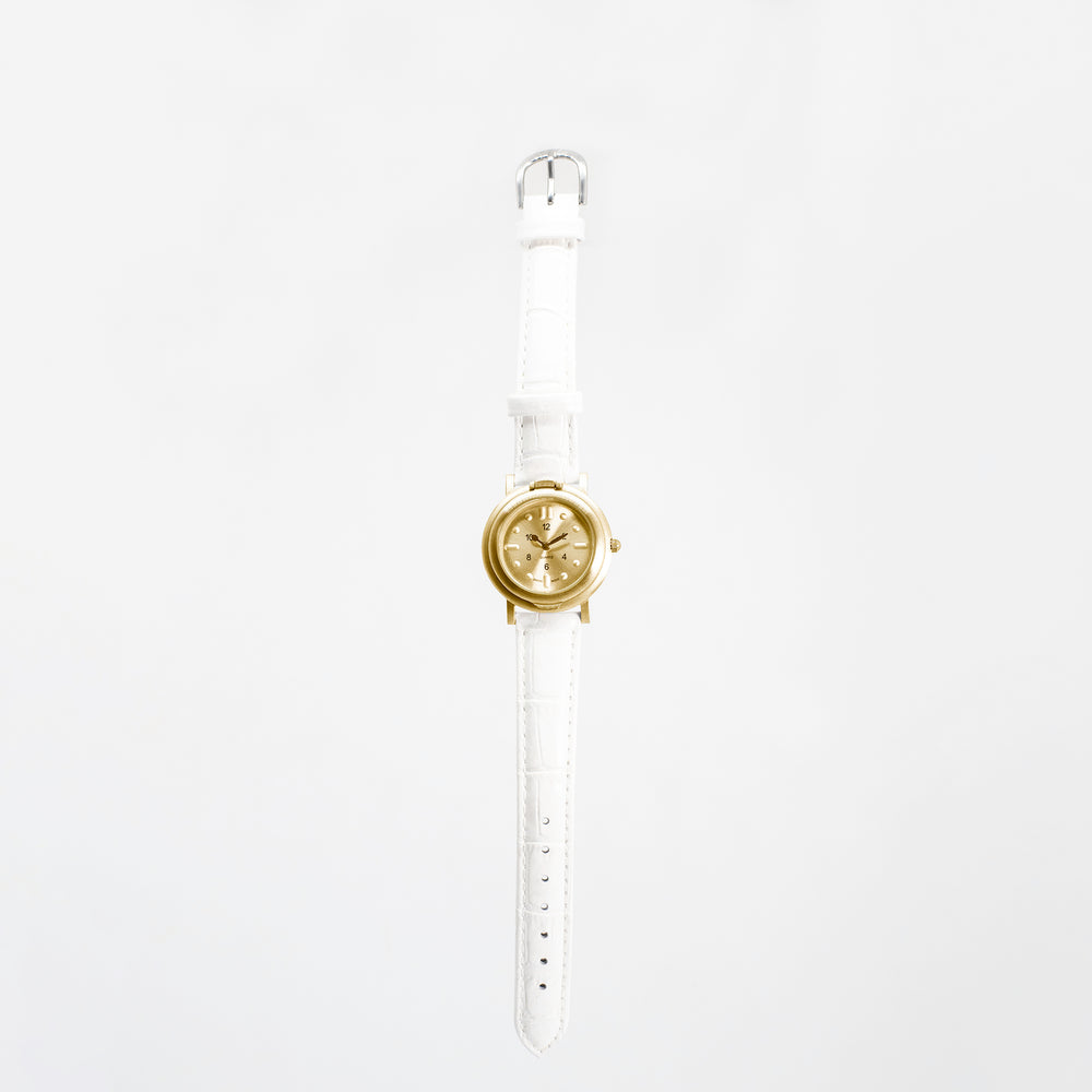 RNIB small tactile watch with white leather strap