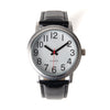 Easy-to-see watch with dark brown leather strap