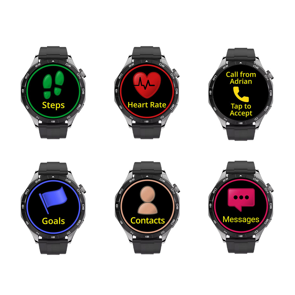 Image showing watch faces with the different functions on their screens.