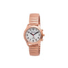 A Lifemax wristwatch with a rose gold metal link bracelet and a white dial, shown against a plain white background.